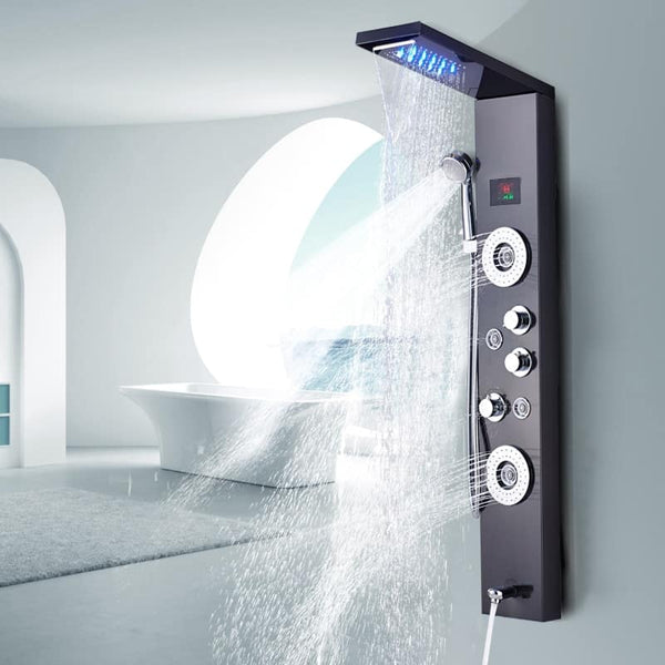 Rainfall Shower ™ - Luxurious 6-Stage LED Shower Panel with Massage Jets and Temperature Screen - TumTum